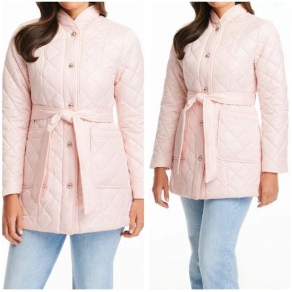 Kate‎ Spade Belted Quilted Jacket in Champagne Pink Size Small